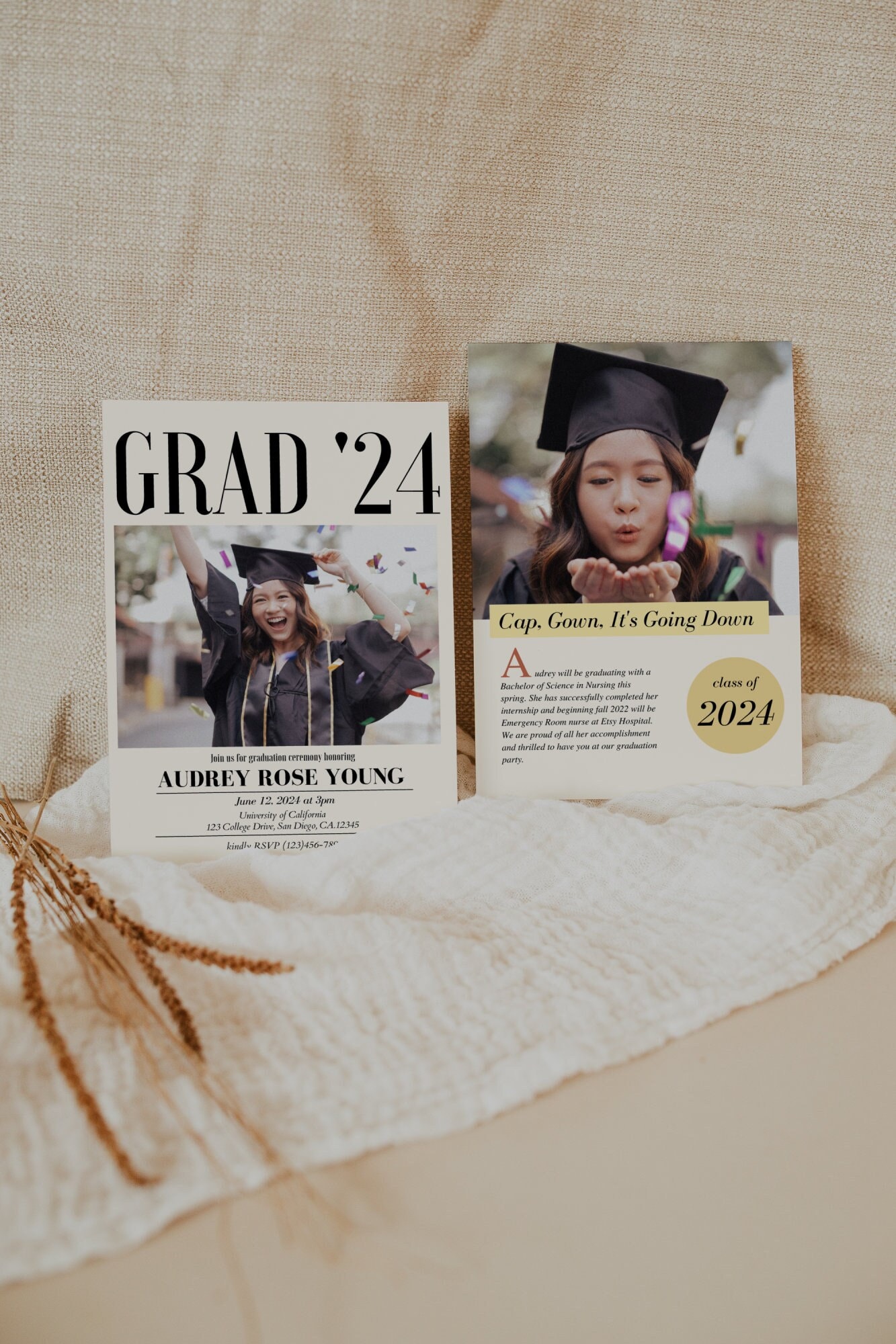 Magazine Cover Graduation Ceremony Invitation Card Template, Grad ...