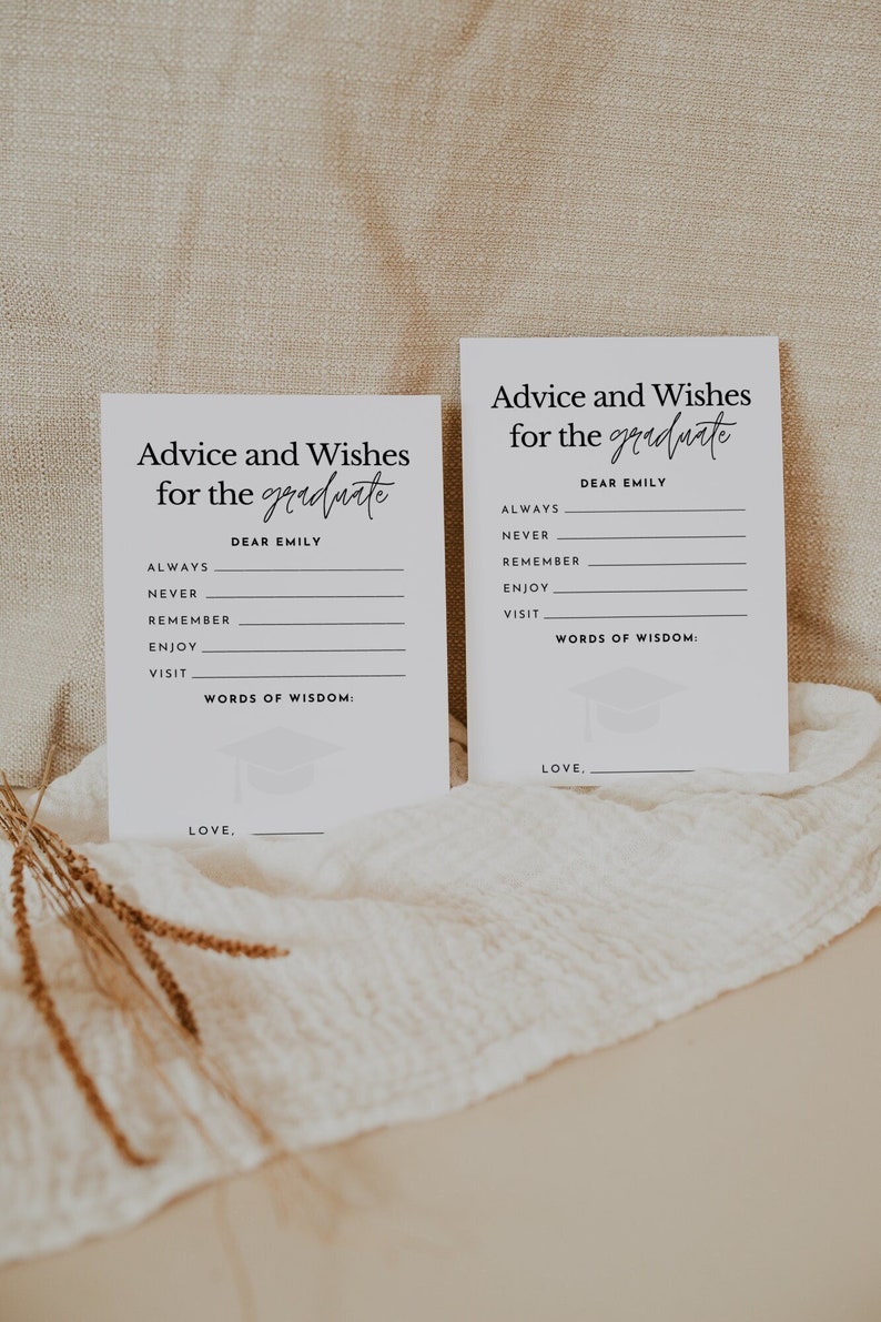 Advice and Wishes Template, Printable Modern Graduation Party Words of Wisdom, 2023 Graduation Card for High School and College Grad image 2