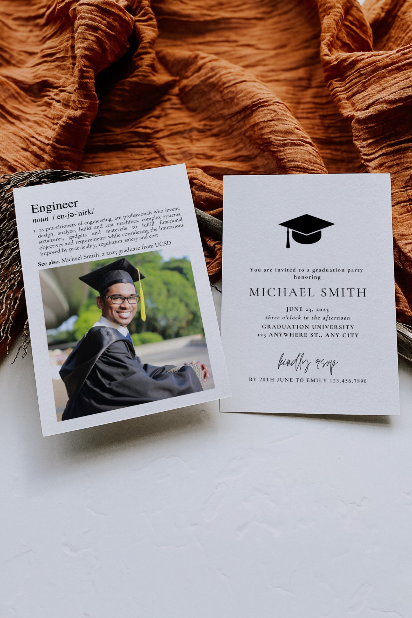 Engineer Graduation Party Invitation Template, Engineering Graduate ...