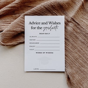 Advice and Wishes Template, Printable Modern Graduation Party Words of Wisdom, 2023 Graduation Card for High School and College Grad image 3