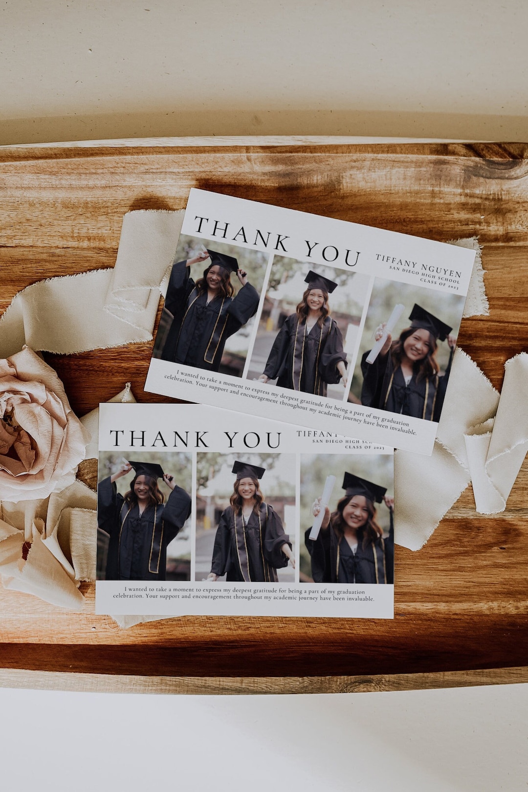 Minimalist Graduation Thank You Card, Editable Grad Thank You Card Template, Printable Thank You