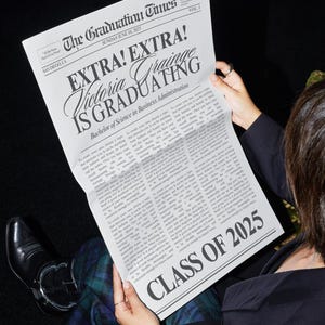 Plantilla de periódico de graduación, boletín de graduación editable, The Graduation Times, anuncio de graduación, periódico de graduación para fotos de graduación