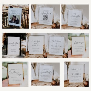 Minimalist Graduation Party Sign Bundle, Editable Graduation Table ...