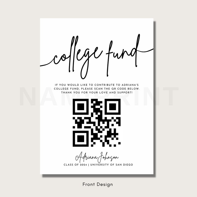 College Fund QR Code Sign for 2023 Graduation Party Modern Etsy UK
