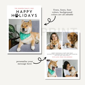 Pet Holiday Card Template, Editable Modern Dog Christmas Card ...