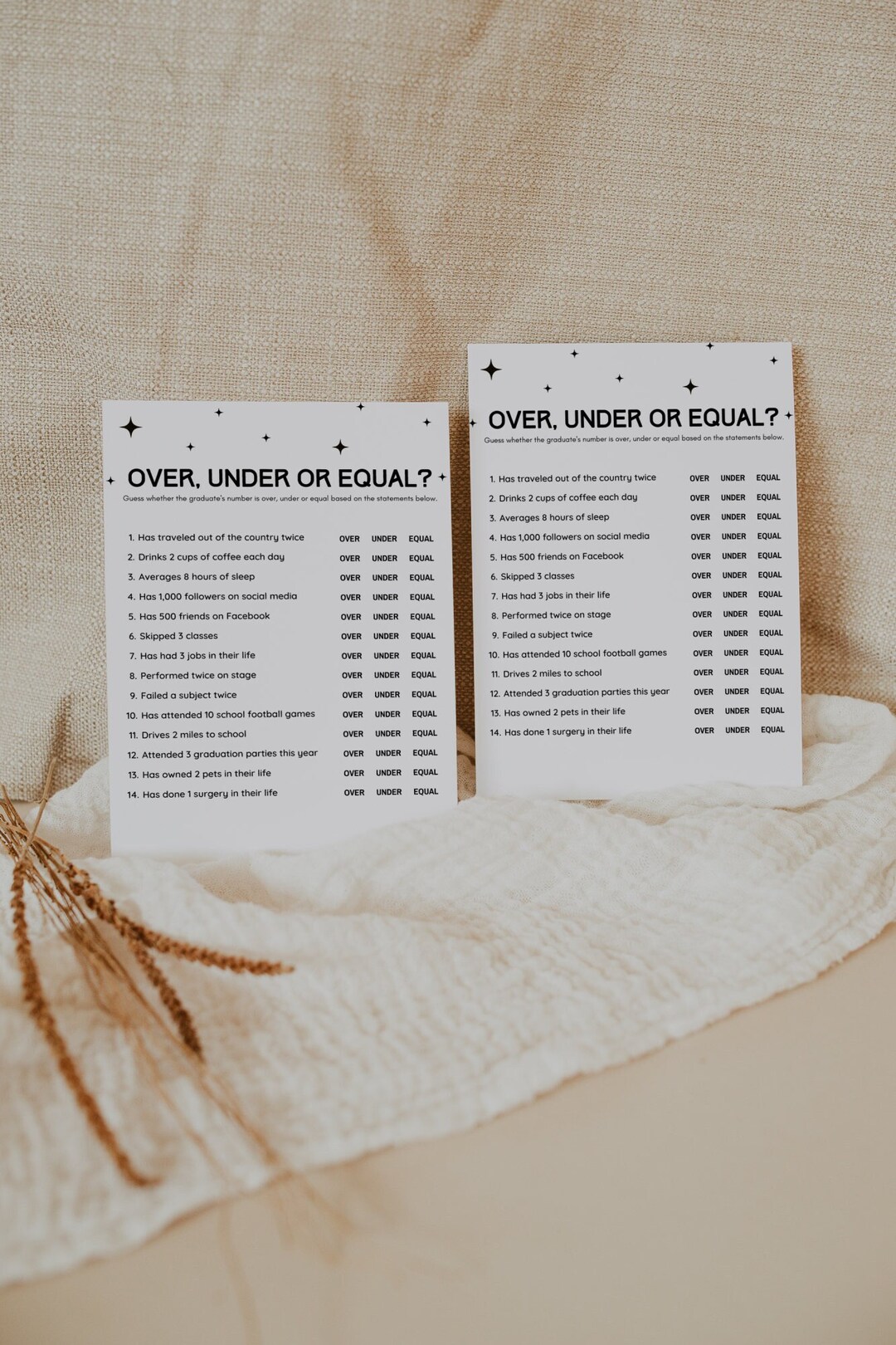 Retro Graduation Party Game, Over Under or Equal Game, Modern 2023 Fun ...