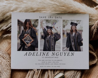 Save the Date Graduation Ceremony Invitation Card Template, Graduation Announcement, College Grad, Editable Graduation Party Template