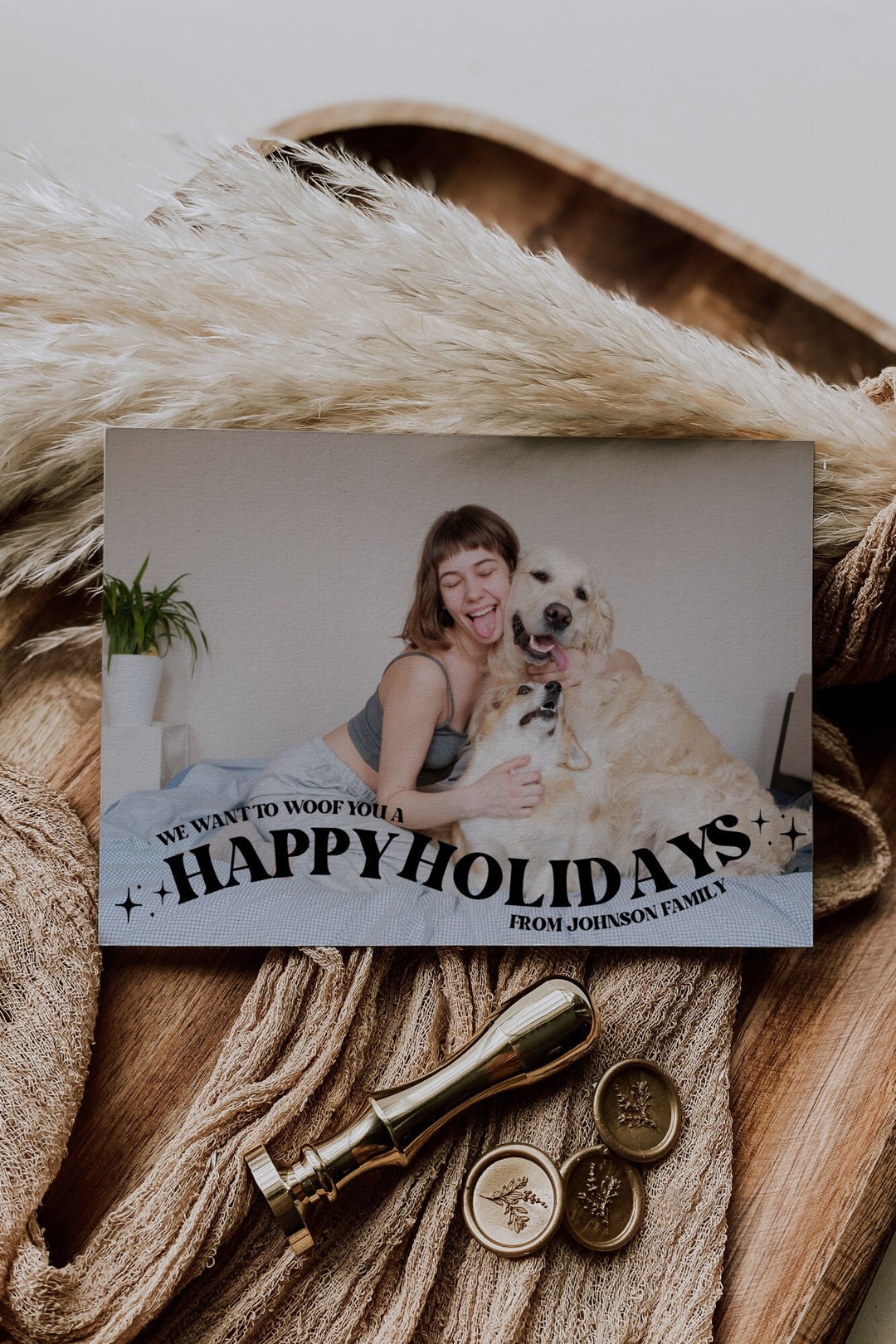 Groovy Pet Holiday Photo Card Template, Modern Dog Christmas Photo Card ...