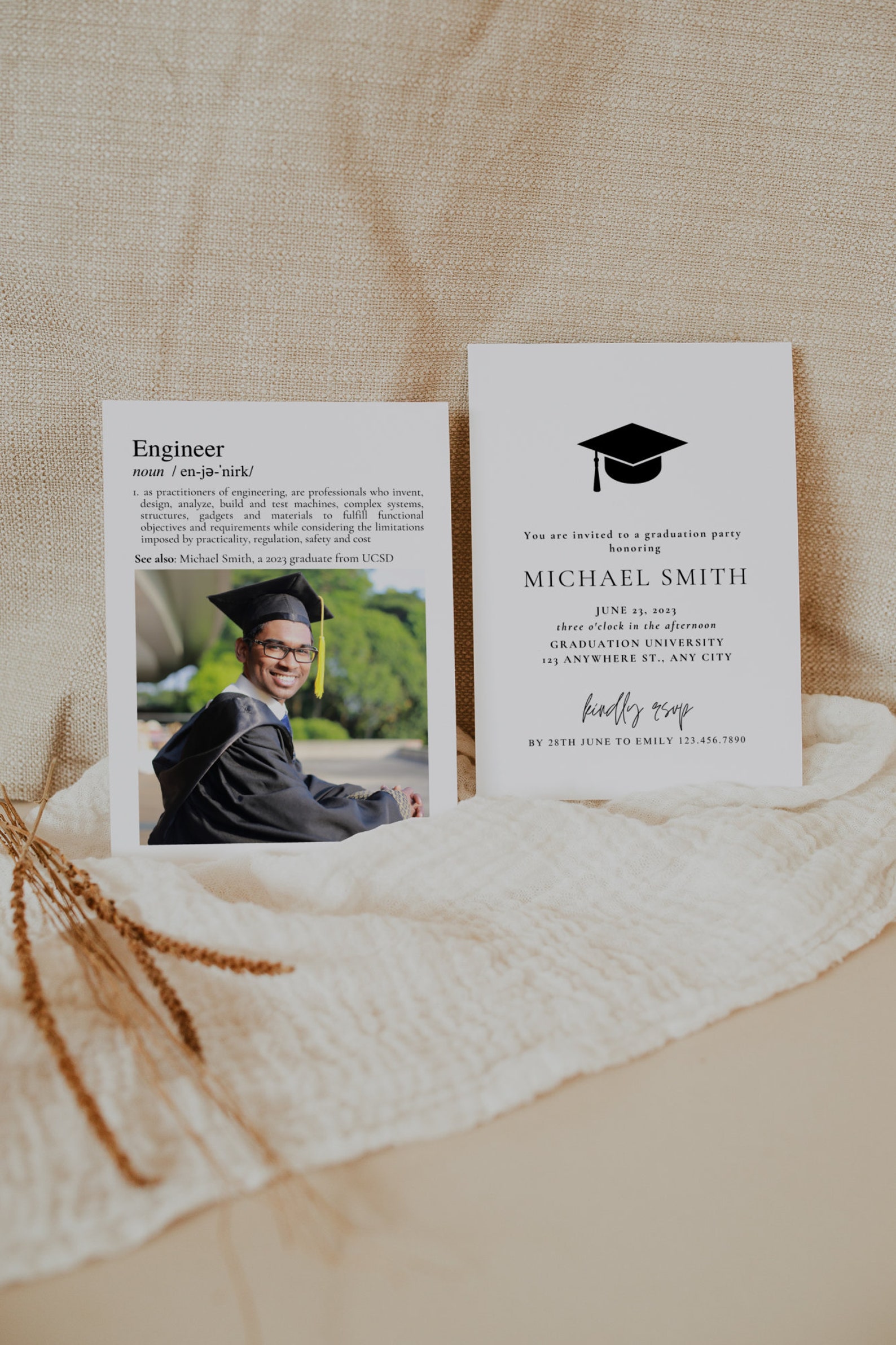 Engineer Graduation Party Invitation Template, Engineering Graduate ...