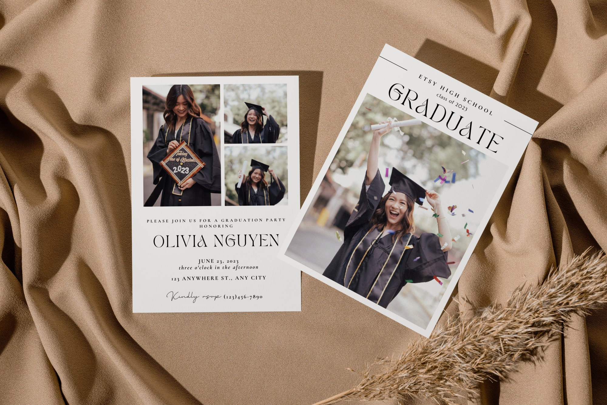Modern Minimal Graduation Party Invitation Template, Graduation ...