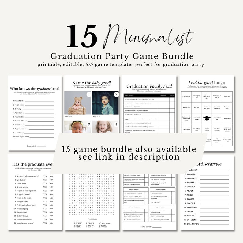 Modern Minimalist What would the Grad Choose Game, Graduation Party Game for High School College Grad, Fun Printable Graduation Party Games image 8