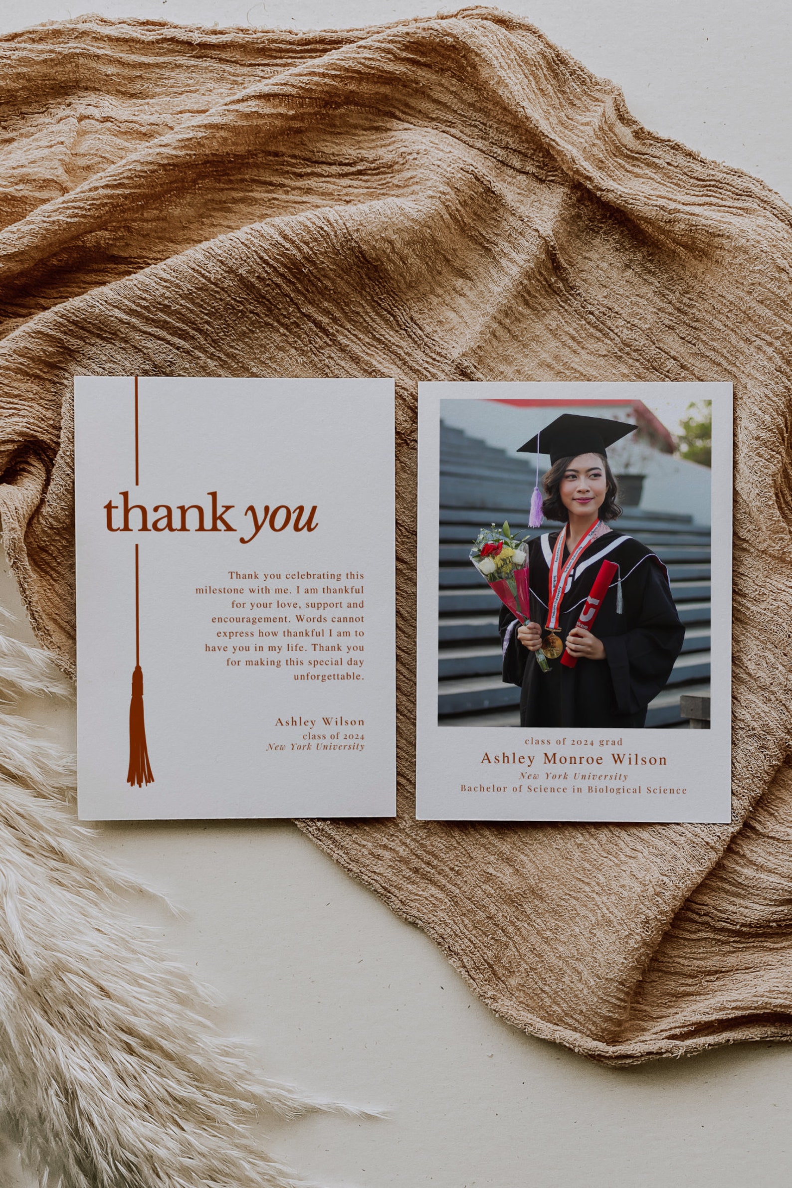 Graduation Party Thank You Card Modern Thank You Note Etsy