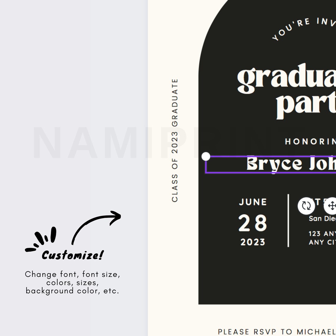 Retro Graduation Announcement Card Modern Boho Graduation Etsy