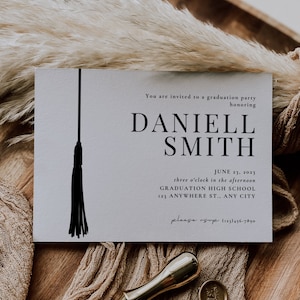 Modern Minimal Senior Graduation Announcement Card, Graduation Tassel Invitation Card, Class of 2024 Graduation Photo Invitation Template