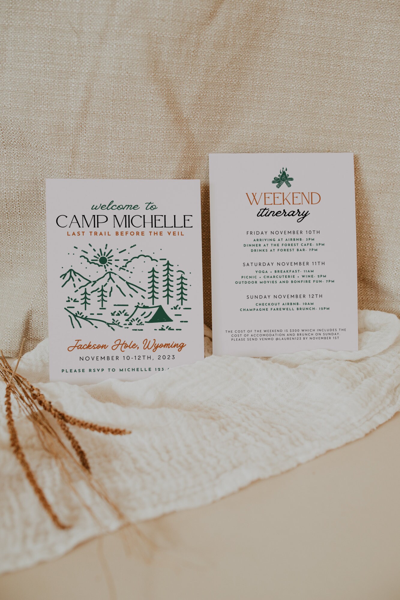 Camp Bachelorette Party Invitation Template, Digital Hiking Hen Party ...