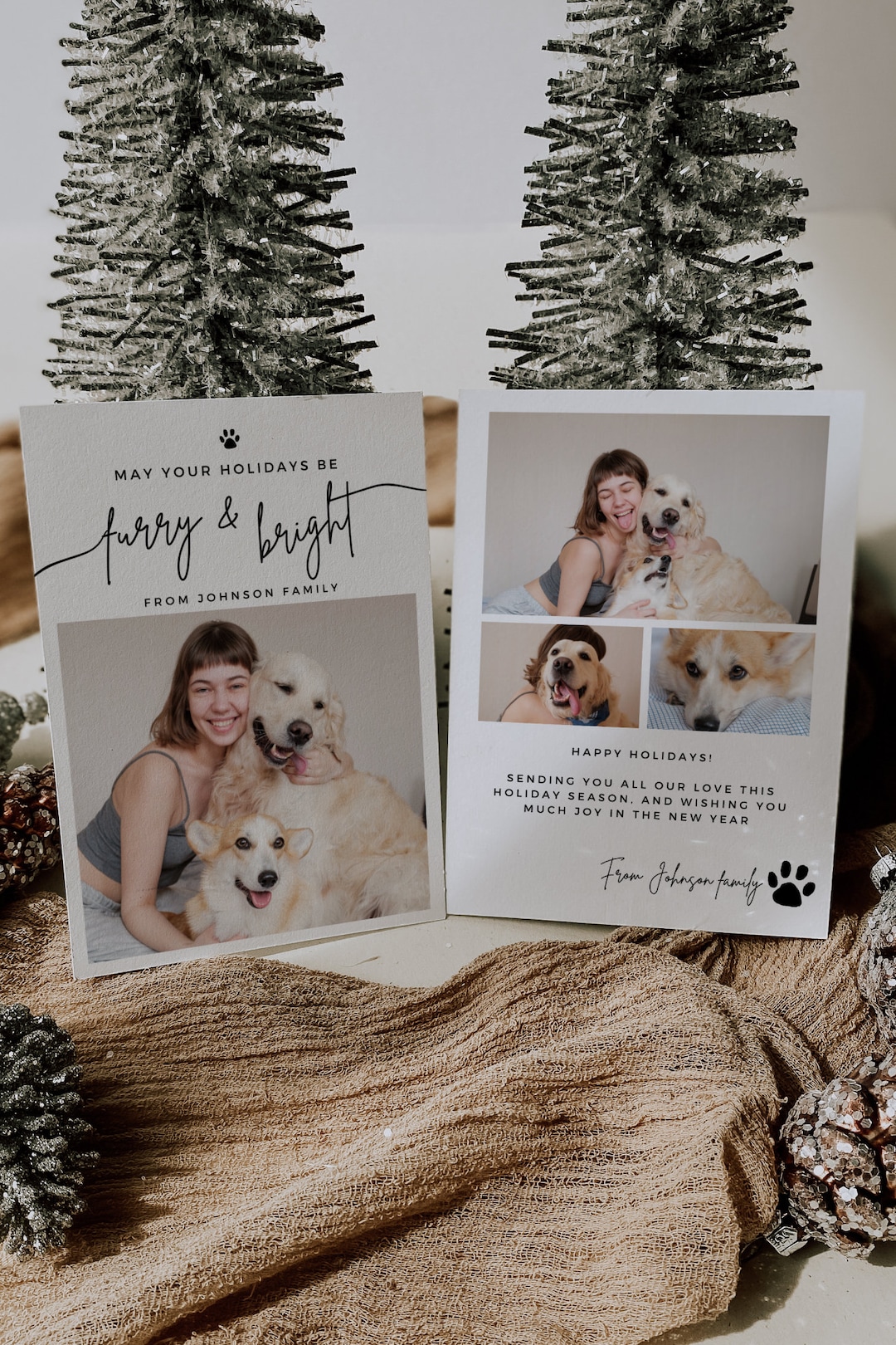 Furry and Bright Pet Christmas Photo Card Template, Minimalist Dog ...