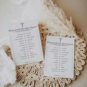 Nurse Graduation Game, Printable RN BSN Graduation Party Game, What would the nurse choose, Modern Minimalist Nursing School Grad Game