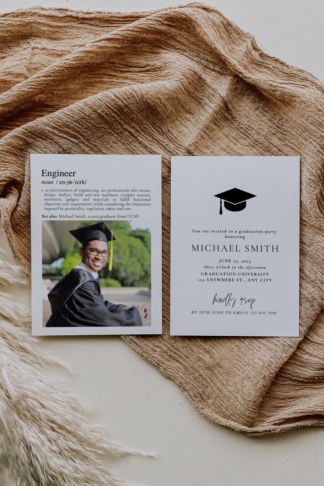 Engineer Graduation Party Invitation Template, Engineering Graduate ...