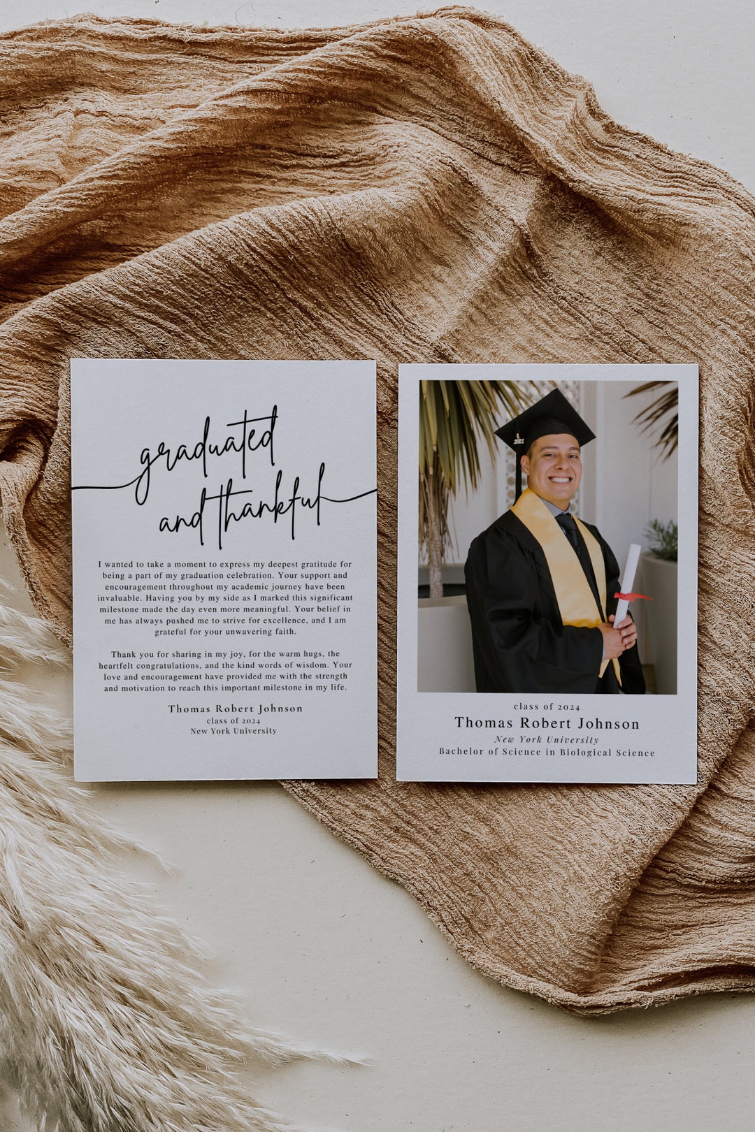 Graduation Party Thank You Card, Modern Thank You Note, Editable ...