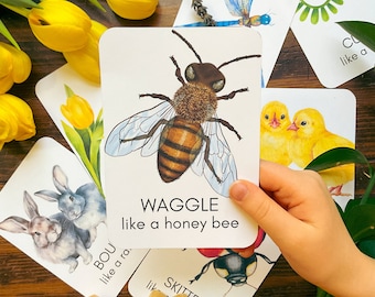 Spring Movement Cards  | Montessori Flashcards | Preschool