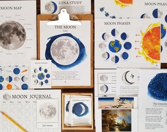 Moon Phases Unit Study | Homeschool Printable Curriculum | Nature Study | Charlotte Mason