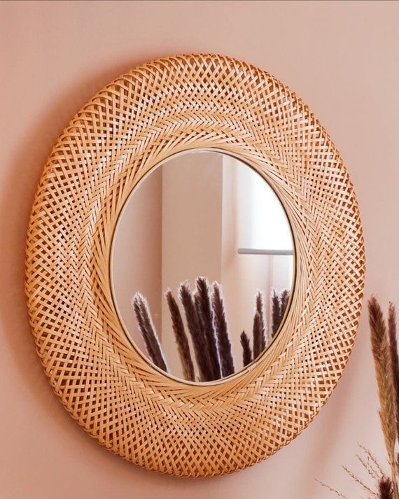 Bamboo mirror wall decor Etsy