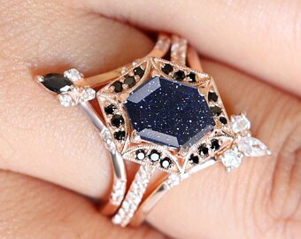 3.13 Ctw Hexagon 10.00X7.00 Mm Rose Gold Plated Natural Blue