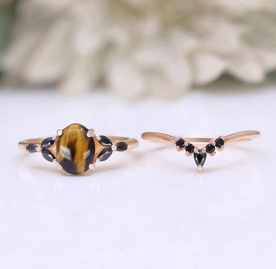 Tigre Anillos Plata Y Piedras Semipreciosas Ojo De Tigre Ajustable