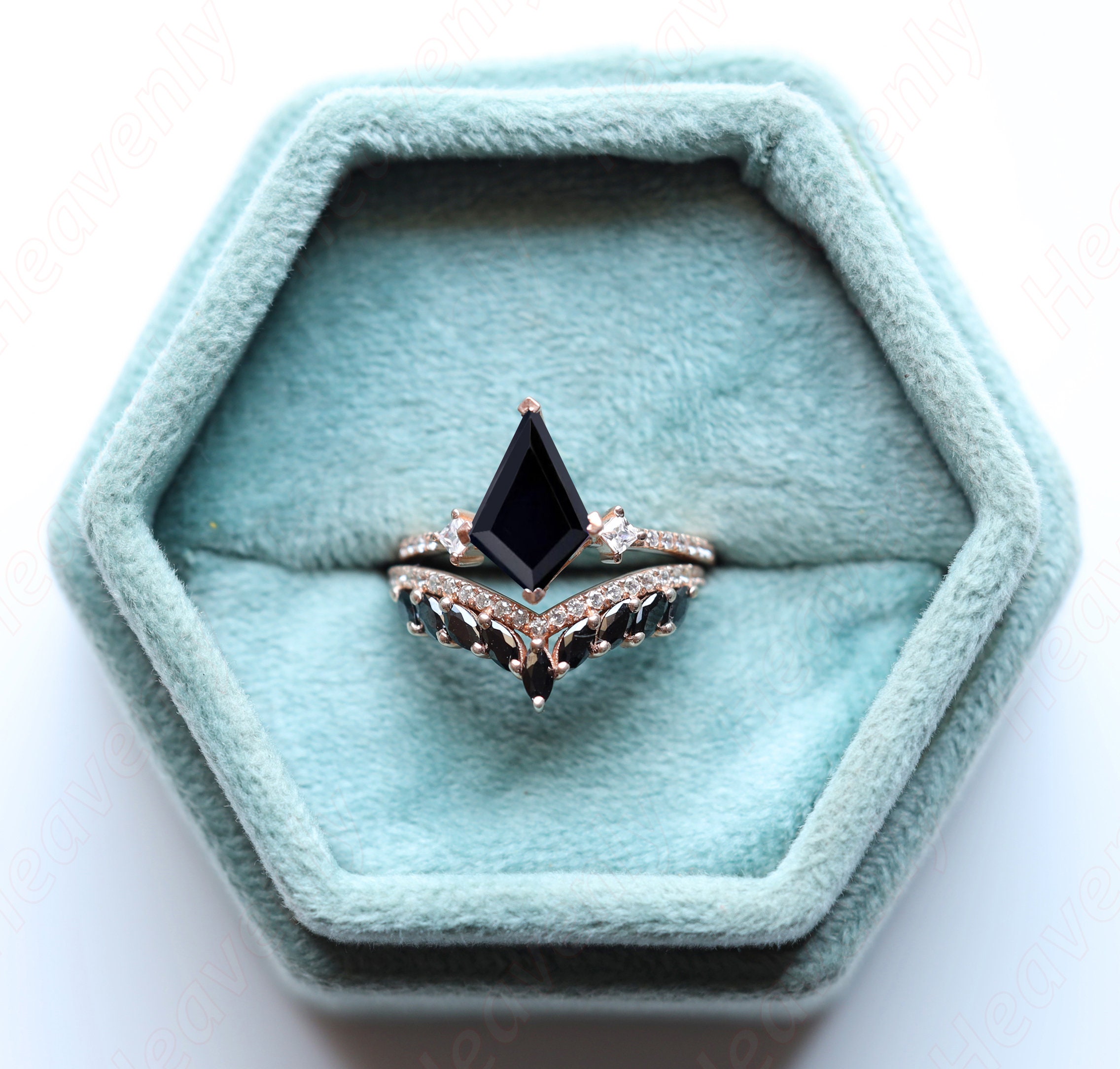 3.10 Ctw Kite 12.00x8.00mm Rose Gold Plated Natural Black