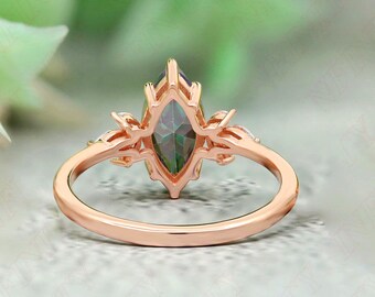 Anello di fidanzamento con topazio mistico: taglio marquise, argento sterling in oro rosa - Italia Anello di fidanzamento con topazio mistico: taglio marquise, argento sterling in oro rosa - Italia