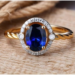 925er Silber 14K Gold Blauer Saphir Silber Verlobungsring Braut Hochzeit Ring Halo Ring Versprechensring Statement Ring Jahrestag Geburtstagsgeschenk