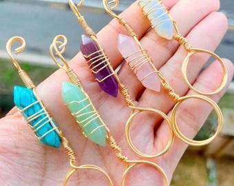 Naturalny kolorowy kryształowy pierścień z surowego kamienia do przechowywania papierosów: zapobiega żółknięciu palców, przypalaniu paznokci,