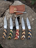 Handmade Damascus Pocket Knife Unique Handle Birthday Gift Folding Knife Groomsmen Gift Anniversary Wedding Gift Personalized Holiday Gifts