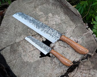 Juego de cuchillos de chef hechos a mano: hoja de acero con alto contenido de carbono, mango de palisandro, regalo ideal para bodas, aniversarios, cumpleaños y San Valentín.