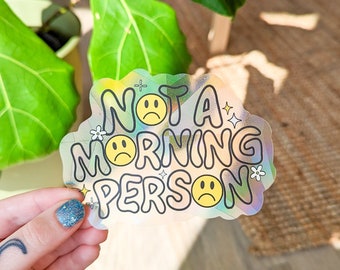 Not a Morning Person Suncatcher Sticker | Night Owl Sticker | Magical Witchy Suncatcher | Window Suncatcher Decal Sticker Rainbow