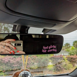 Hot Girls Hit Curbs Car Mirror Decal Vinyl | Car Mirror Decal | Mirror Sticker | Funny Mirror Decal | Cute Mirror Decal | Car Sticker