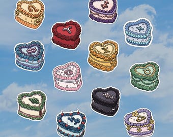 zodiac cake stickers | fancy cake stickers | zodiac stickers | scorpio | virgo | gemini | pisces | libra | cancer | aquarius | astrological