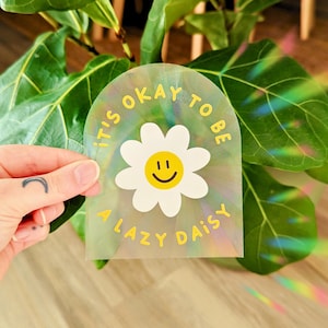 lazy daisy suncatcher sticker | daisies | rainbow sticker | lazy daisy | rainbow maker | window decal | window sticker | rainbow suncatcher