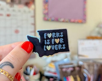 forks is for lovers glitter sticker