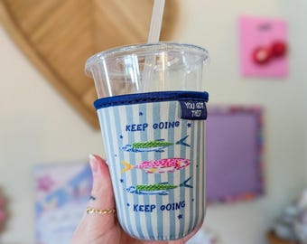 keep going drink sleeve | coffee sleeve | beverage sleeve | drink hugger | drink sleeve | coffee lover | keep swimming | sardines | beach