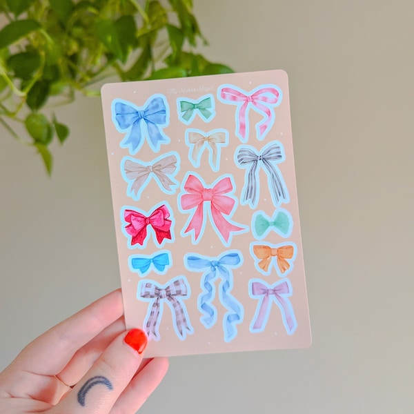 bows bows bows sticker sheet | coquette stickers | bow sticker | soft girl