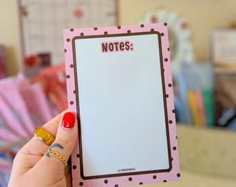 nostalgic polka dot notepad | writing pad | note pad | note taking | polka dot notepad | pink notepad | girly notepad