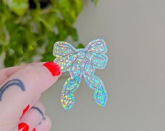 just a girl sticker | coquette sticker | glitter bow | bow sticker | water bottle decal | tumbler sticker | glitter sticker | holographic