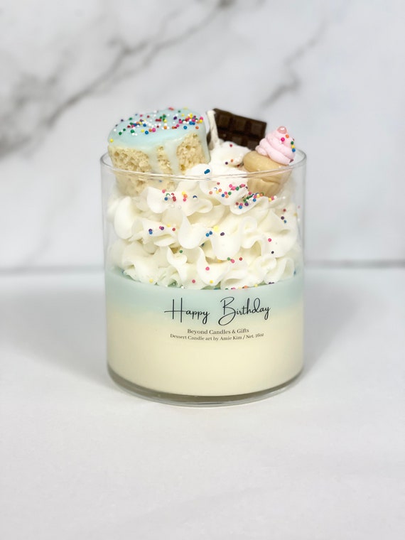 Happy Birthday dessert candle (Large 16oz), Birthday gift, best Gift, Gift for her, unique gift., Handmade candle, Soy wax