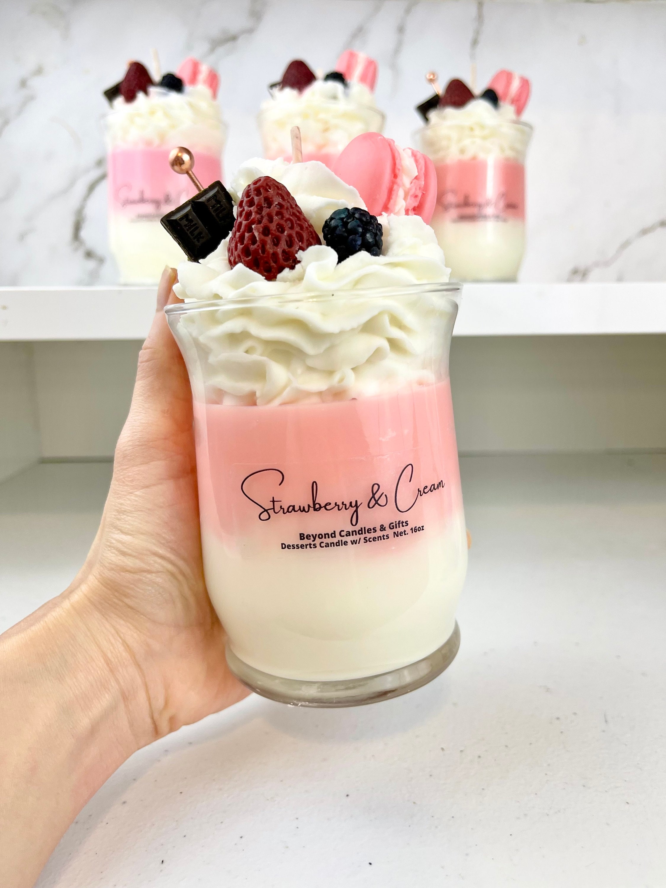 Strawberry Cream Dessert Candle Etsy