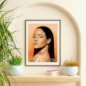 Rihanna Digital Painting Print | Black Girl Magic | Black Woman Art | Digital Art Print | Black Culture art | Wall art | Home decor