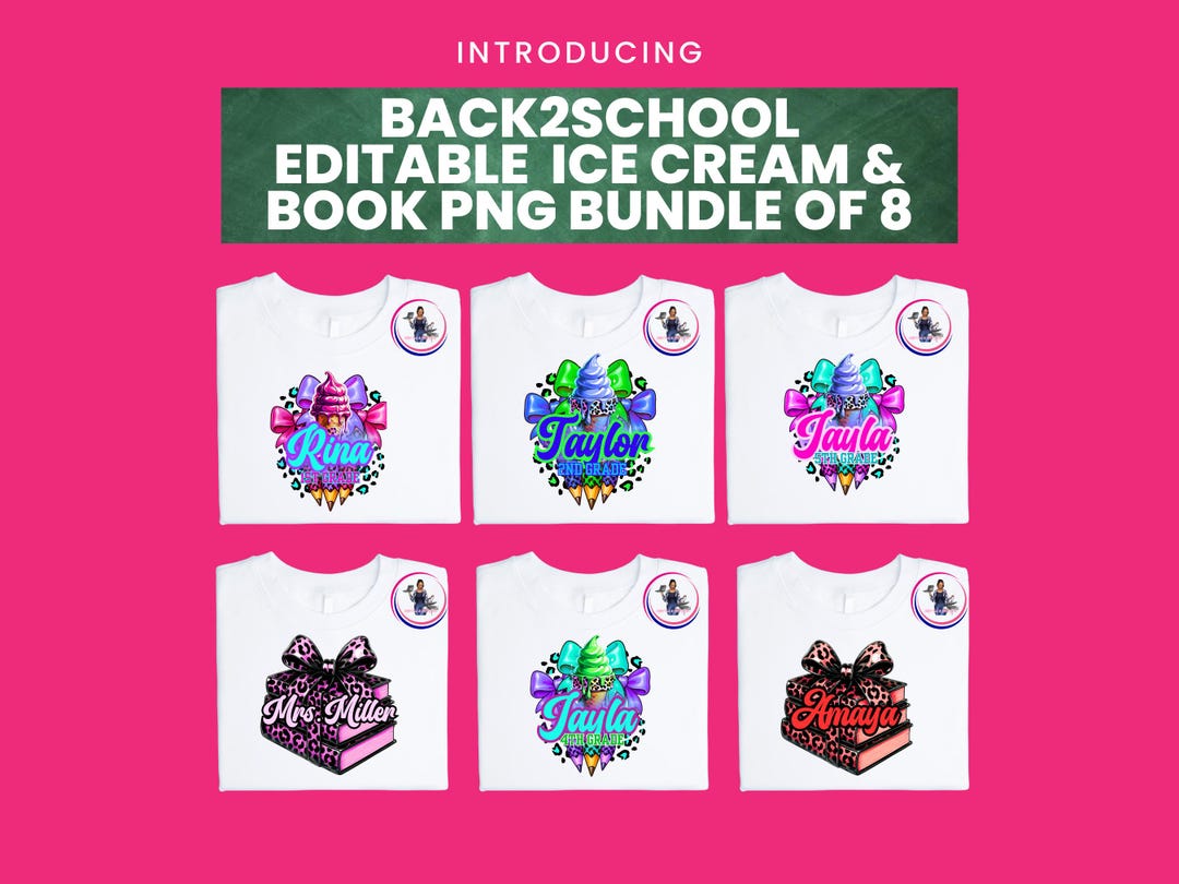 Back to School Ice Cream & Book PNG. Canva Pro Required. Editable ...