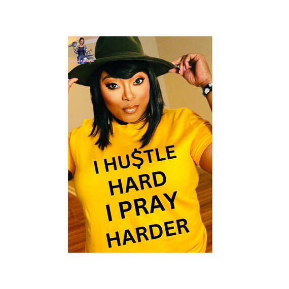 Hustle Hard Girl Black and Yellow Cap Hustle Hard Hat - Etsy main image 3
