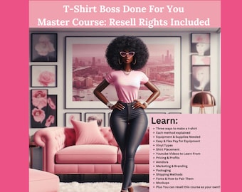 Curso magistral de camisetas listo para usar. Producto digital dos en uno: ¡aprenda a iniciar un negocio de camisetas y revenderlas como su propio producto digital!