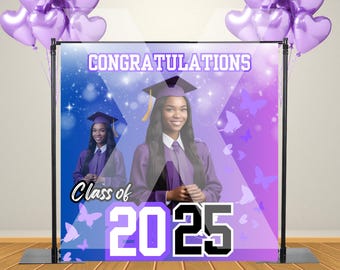 Banner de formatura 8x8 editável Canva Pro Template. Canva Pro Template. Download digital